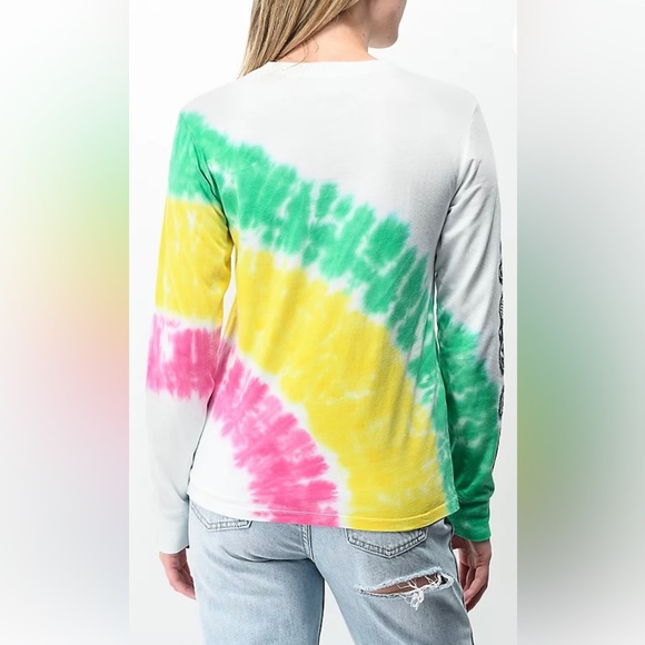 Zumiez A-Lab Aby Far Out Rainbow Tie Dye Long Sleeve T-shirt Large NWT - Picture 2 of 6